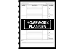 Homework Planner for ADHD Students: Undated Assignment Tracker Notebook for Elementary, Middle & High School Boys and Girls