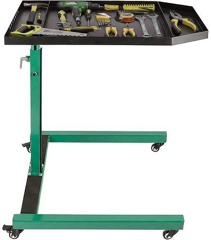 Professional Mobile Welding Workbench – Height Adjustable 35 To 44.8 Inches, 220 Lbs Capacity, Lockable Wheels, Black With Drawer & Non-Slip Tray For Garage, Shop, And DIY