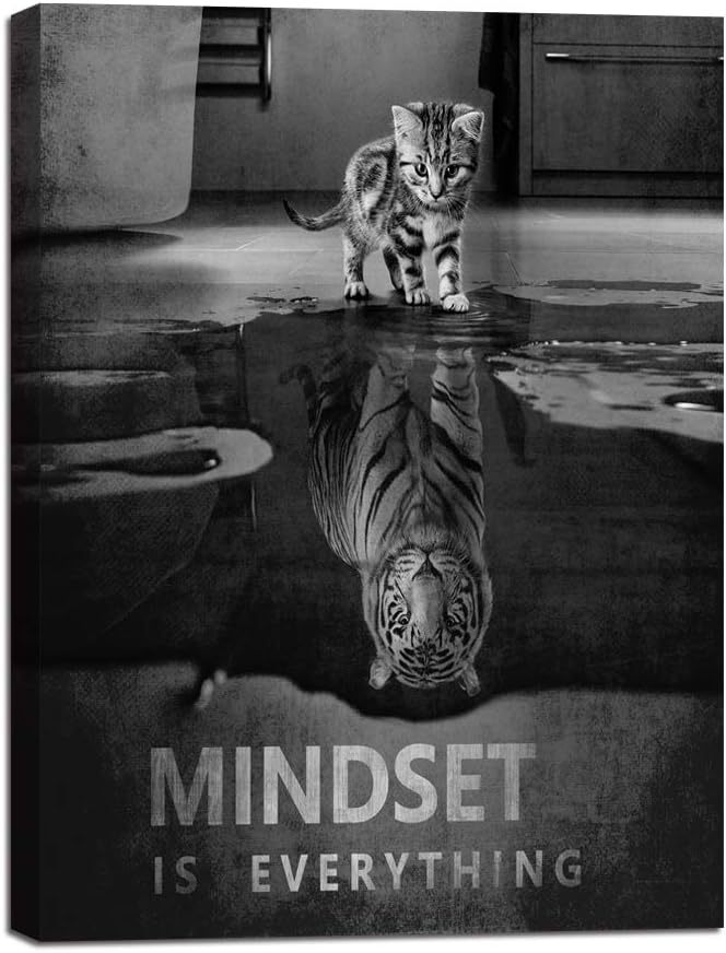 Mindset is Everything Motivational Canvas Wall Art Inspirational Entrepreneur Quotes Poster Print Artwork Painting Picture for Living Room Bedroom Office Home Decor Framed Ready to Hang (30&rdquo;Wx40&rdquo;H)