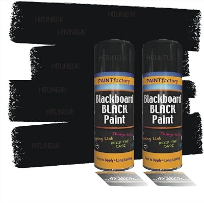 HitlineUK 2x 400ml Blackboard Spray Paint Matt Black Fast-Drying Chalkboard