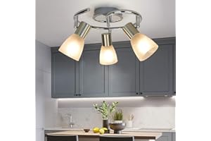 DLLT Modern 3-Way Track Lighting Indoor, Ceiling Spotlight Toroidal Metal Pole, Led Directional Track Light Kits with Pattern