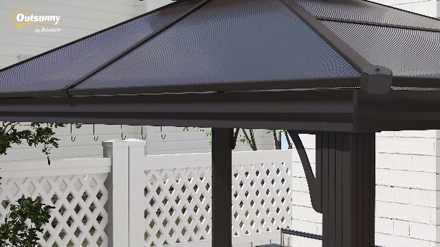 Outsunny 9x5 ft Hardtop Grill Gazebo with Polycarbonate Roof UV Protection image 21