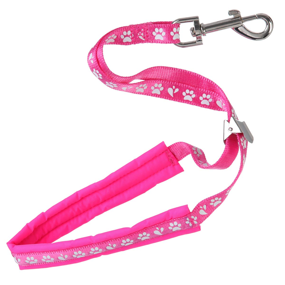 GROOM PROFESSIONAL Audie Padded Dog Grooming Loop Leash - Padding Around Neck for Comfort with Locking Metal Slider, Paw Print Design - 42cm, Pink