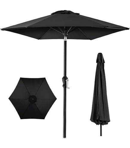 Best Choice Products 7.5ft Heavy-Duty Round Outdoor Market Table Patio Umbrella w/Steel Pole, Push Button Tilt, Easy Crank Lift