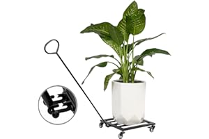 Goooxim Heavy Duty Plant Caddy with Wheels 12Inch - 200lb Weight Capacity - Steel Rolling Plant Stand for Indoor and Outdoor Use - Lockable Wheels - Black