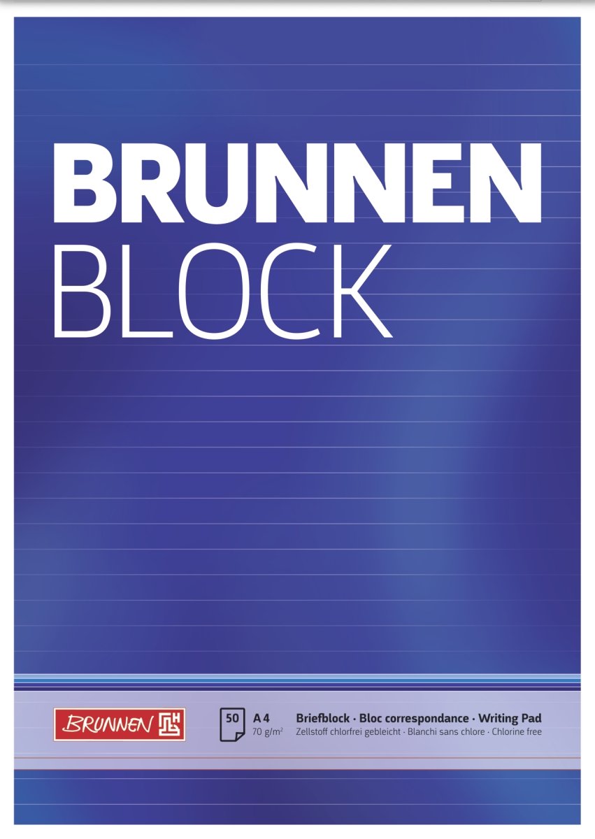 Brunnen 1052727 Block Notepad/Writing Notepad (A4, Lined, 50 Sheets, 70g/m²)