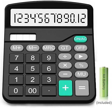 Calculator12 Digit Solar Battery Basic Calculatorsolar Battery Dual Power With Large Lcd Display Office Calculatorsblack002 Black002