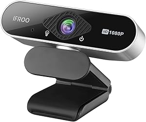 IFROO FHD 1080P Webcam with Microphone,No fisheye Wide-Angle for Desktop Laptop Computer Web Camera,USB Plug and Play,Compatible Skype Zoom YouTube Windows/Mac OS,for Live Streaming,Recording,Gaming