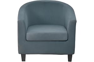 GOSTADY Club Chair Slipcover 2 Piece Solid Color Tub Chair Slipcover Soft Stretch Round Barrel Chair Covers Armchair Covers Furniture Protector for Living Room Hotel Counter Cafe 55