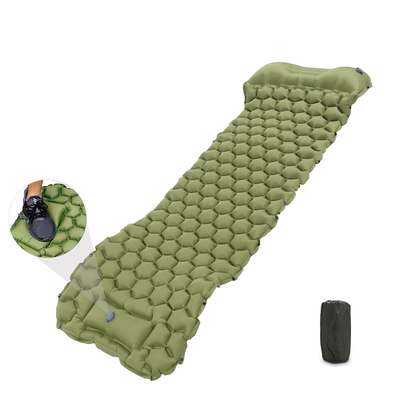ciciglow Sleeping Pad for Camping,Self Inflating Sleeping Pad Camping,Ultralight Sleeping Mat for Camping,Backpacking,Hiking Lightweight Compact Camping Air Mattress, for Tent(OD Green)