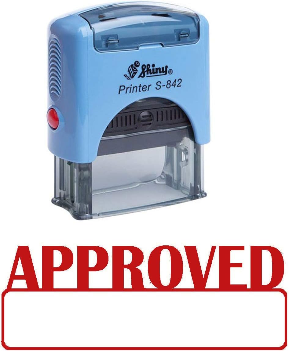 Printtoo Approved Self-Inking Stamp Office Stationery Printed Glossy Stamp, Red Ink, 14mm x 38mm