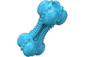 Squeaky Dog Chew Toy for Aggressive Chewers Large Breed, Tough Indestructible Rubber Bone with Toothbrush for Big Medium Dogs