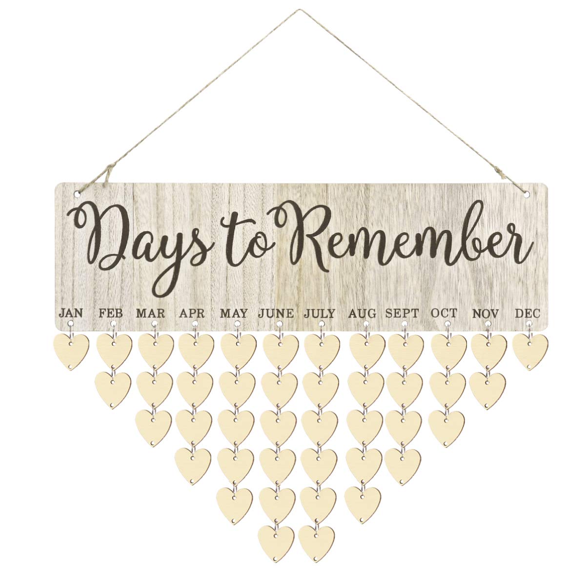 Amosfun Hanging Reminder DIY Wooden Calendar Birthday Reminder Plaque Memo Calendar Home Decor for Home Club Office