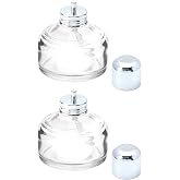 QWORK Alcohol Lamp, 2 Pack 120ml Glass Laboratory Alcohol Burner Lamp, Lab Equipment Heating Bottle with Cotton Wick and Metal Cap, for Science Experiments, Fuel Not Included