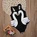 Charm Kingdom Kids Toddler Girls Swan Print One Piece Swimsuits Ruffle Bathing Suit Beachwear (28 (2-3 Years), Black)