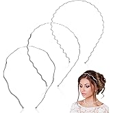 Ymapinc Silver Thin Headband, 3 Pcs Hair Bands with Wavy Designs, Metal Hair Band for Women,Preppy Headband Set, Elastic Headbands for Daily Sports Headbands for Women Teens