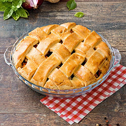 DMAR Oven Basics 91/2 Inch Deep Glass Pie Plate with Handles for Baking and Serving,Clear