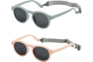 Baby Sunglasses, 2Pack Toddler Sunglasses with Strap for 3-24M, Polarized Infant Sunglasses 0-2 Year