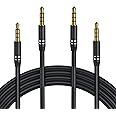 Jeselry 2 Pack 3.5mm Audio Cable Male to Male (4Ft/1.2M), 4 Pole Hi-Fi Stereo AUX Cord, Audio Jack Auxiliary Cord Extension Adapter for Headphones, Car and All 3.5 mm Enabled Devices - Black