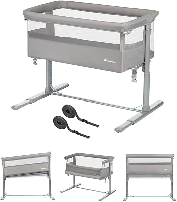 Zina Colecho Bebé y Cuna Independiente Desde el Nacimiento hasta los 6 Meses (de 0 a 9 kg), Cuna Bebé Plegable, 5 Posiciones de Altura Ajustables, Colchón Reclinable, Mineral Grey