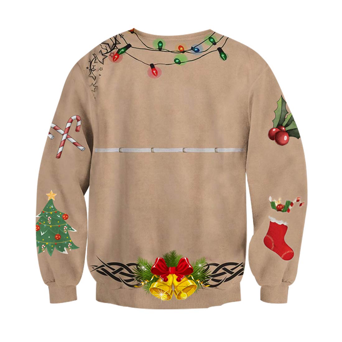 RAISEVERN Santa 3D drôle Bikinis Impression Ugly Noël Chandail À Manches Longues Pull Tops pour Les Adolescents