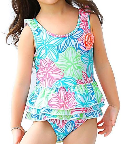 Saidi Girls Swimsuits 1-14 Years One Piece Swimwear for Toddler Kid Girl Cotton