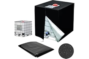 HEDDAY IBC Tote Cover, 275 𝑮𝒂𝒍𝒍𝒐𝒏 Water Tank Protective Cover for 1000L Garden Rain Water Tank, 420D Sunshade for Protect Water Tank from Harmful UV Rays (Black)