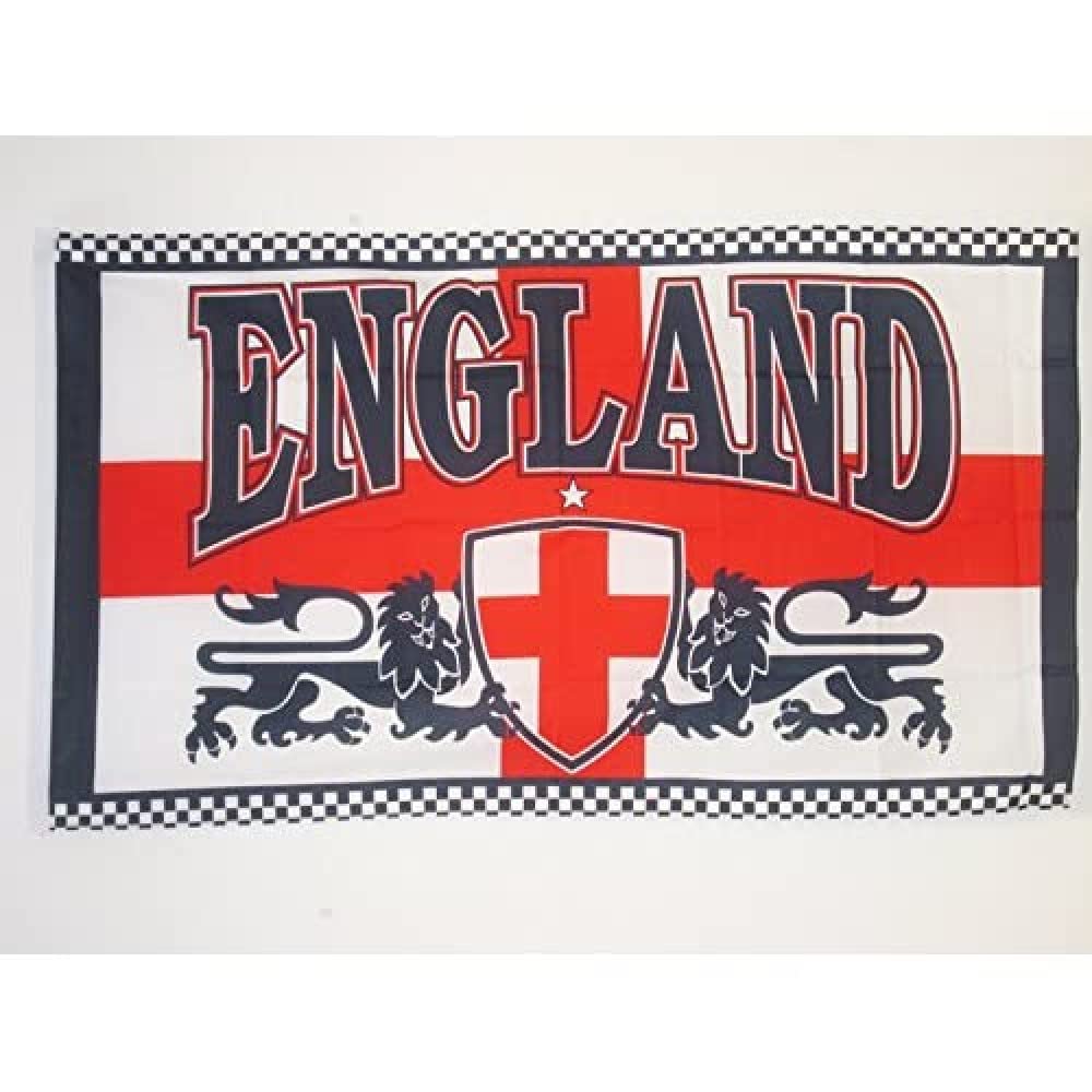 AZ FLAG - England 2 Lions Sleeved Flag - 3x5 Ft - 100D Polyester English Lions Banner with Two Metal Grommets - Fade Resistant - Vivid Colors - 3' x 5' Feet - 150x90 Cm