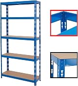 TAHA 5 Tier Blue Garage Shelving Unit 150kg Per Shelf Boltless 150x70x30cm view 7