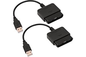 CUENSTOP 2 Packs PS2 to USB Adapter Converter Cable, Compatible with Sony PlayStation 2 PS2 Guitar Controller to PC / PS3 Controller Adapter