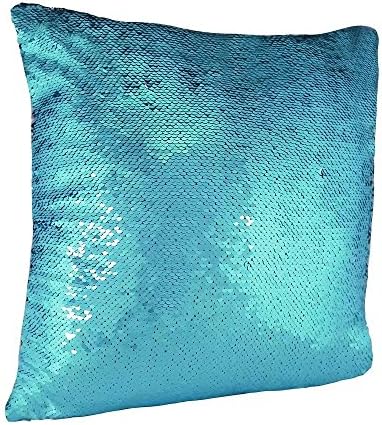 linyangpt Pack Of 1 Throw Pillows Cover Metallic Sky Blue Pink change double color Sequins