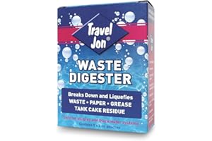 Travel Jon Waste Digester RV Black Tank Treatment - Extra-Strength Marine & RV Toilet Treatment | Liquifies Waste in Black & Gray Tanks - Odor Eliminator, Sensor Cleaner | Enzyme Drop Ins For Toilet