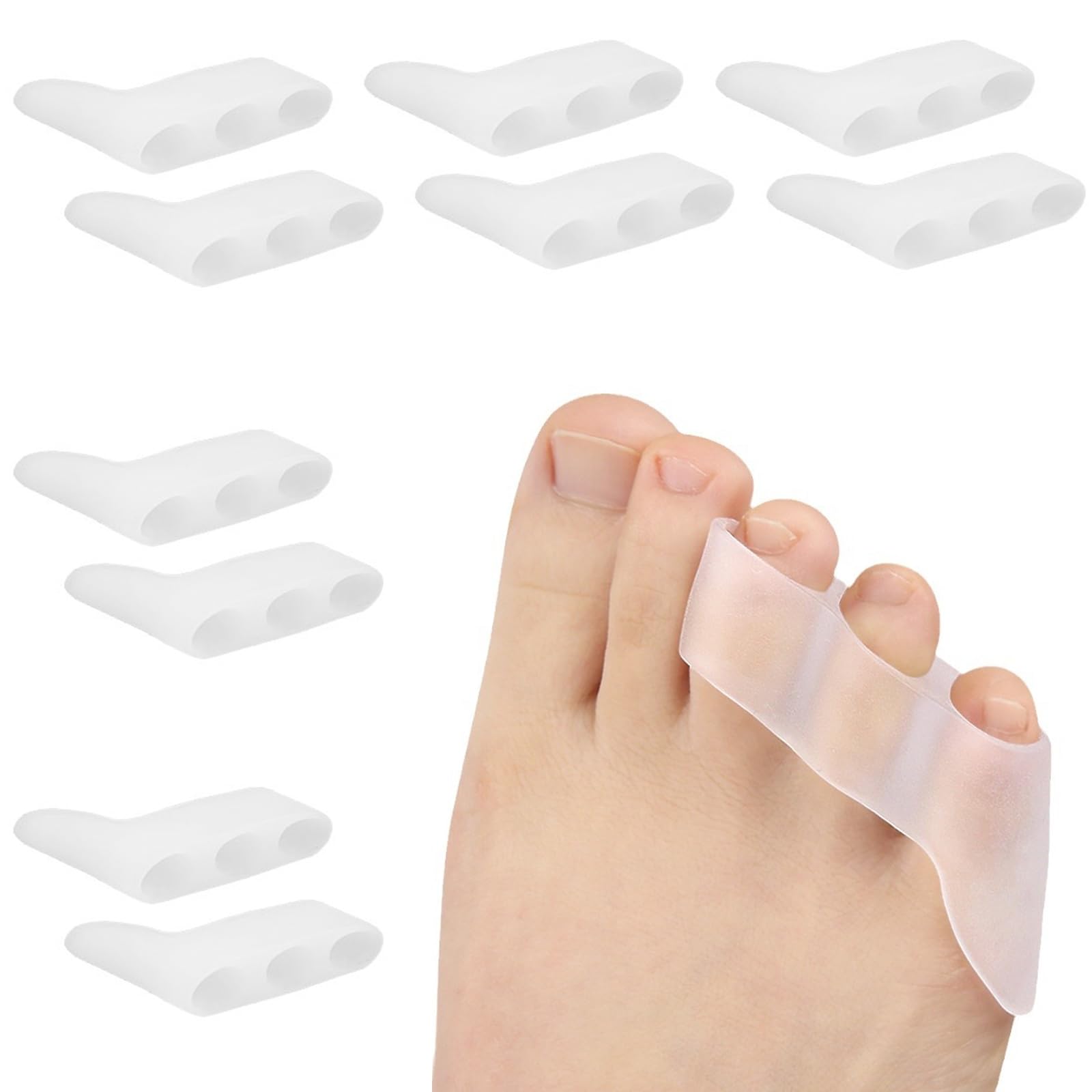DOETYD 10PCS Pinky Toe Separator Overlapping Toe Spacers and Corrector for Bunions Overlapping Toes Curled Pinky Toes Stretching and Pain Relief from Transparent and Soft Silicone