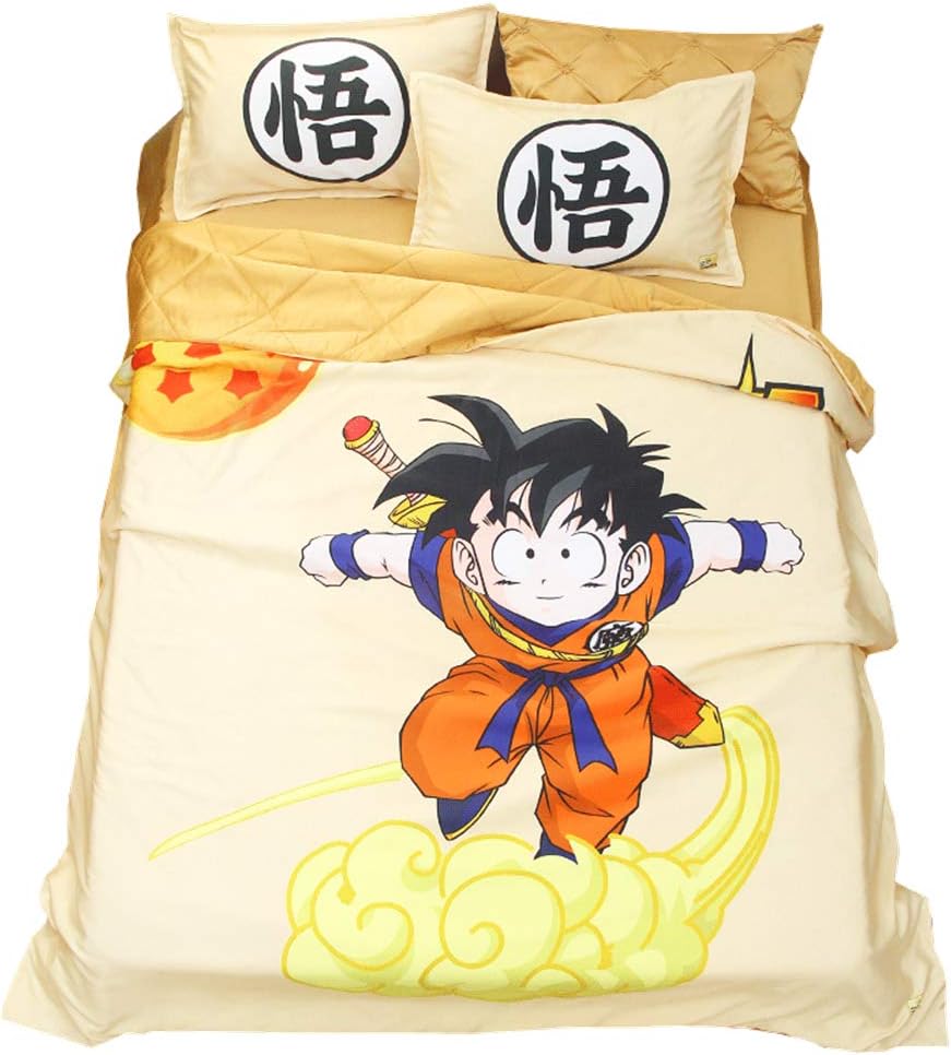 Mxdfafa Anime Dragonball Printed Summer Quilt Set 3D Digital Printing Summer Cool Quilt Washable Night Comfort Cool Summer Duvet,3/4pcs Set Include Summer Quilt and bedsheet and pilllowcase (Queen)