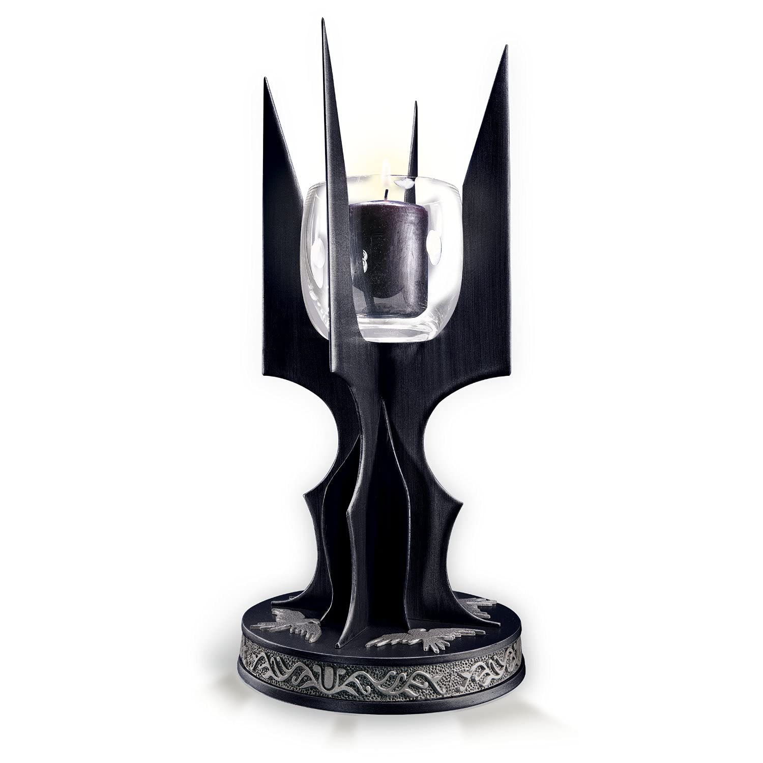 The Noble Collection The Lord of the Rings Staff of Saruman Candle Holder - 10.5in (27cm) Metal and Glass Votive - Officially Licensed Film Set Movie Props Gifts