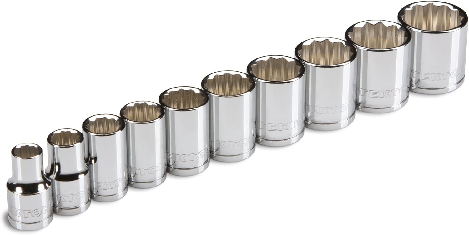 TEKTON 1204 3/8Inch Drive Socket Set, Metric, CrV, 10 mm 19 mm, 10