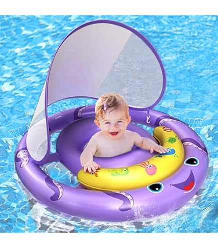 Flotador Bebé Con Toldo UPF50+ Y Asiento De Seguridad Ajustable – Para Niños De 6 A 36 Meses (Hasta 15 Kg) – Diseño Antivuelco 360°