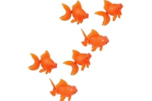 DPWOUM 6 Pcs Orange Fake Floating Fishes Plastic Fake Goldfish Artificial Aquarium Fishes Colorful Realistic Artificial Movin