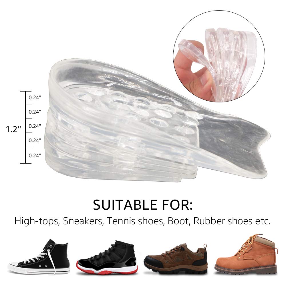 Dr. Foot Adjustable 5-Layer Height Increase Insoles, Silicone Heel Cushion Inserts for Men and Women, Gel Heel Lift Inserts for Leg Length Discrepancy