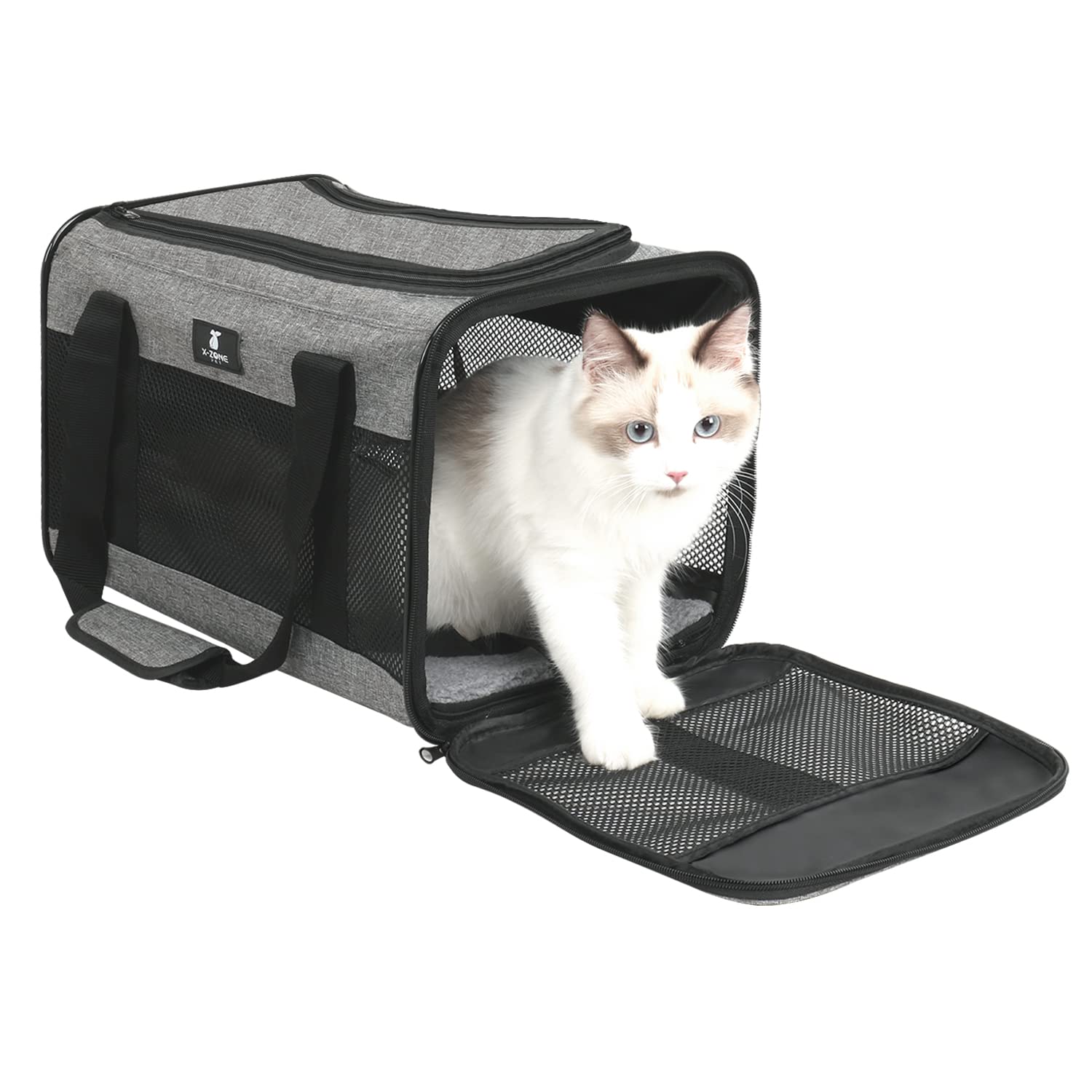 X-ZONE PET Airline Approved Soft-Sided Pet Travel Carrier for Dogs and Cats (Medium, Grey)