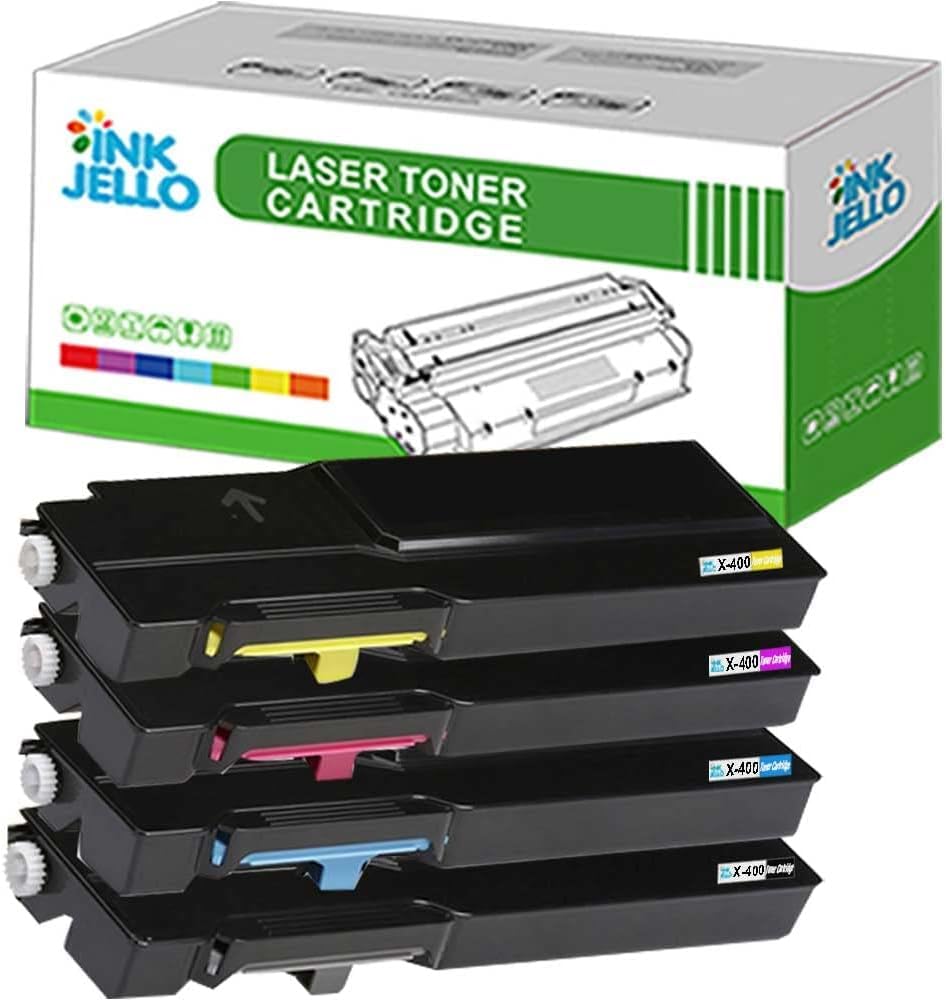 Inkjello Toner Cartridge For Printer, Compatibile with Xerox VersaLink C400 C400DN C400DNW C400N C400NW C405 C405DN C405DNW C405N C405NW 106R035 (Black, Cyan, Magenta, Yellow, 4-Pack)