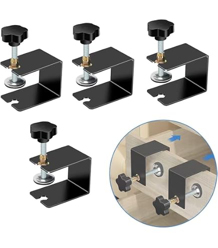 Esforzarse Drawer Fixing Clips 4-Pack - Stainless Steel Cabinet Installation Clamps For Woodworking