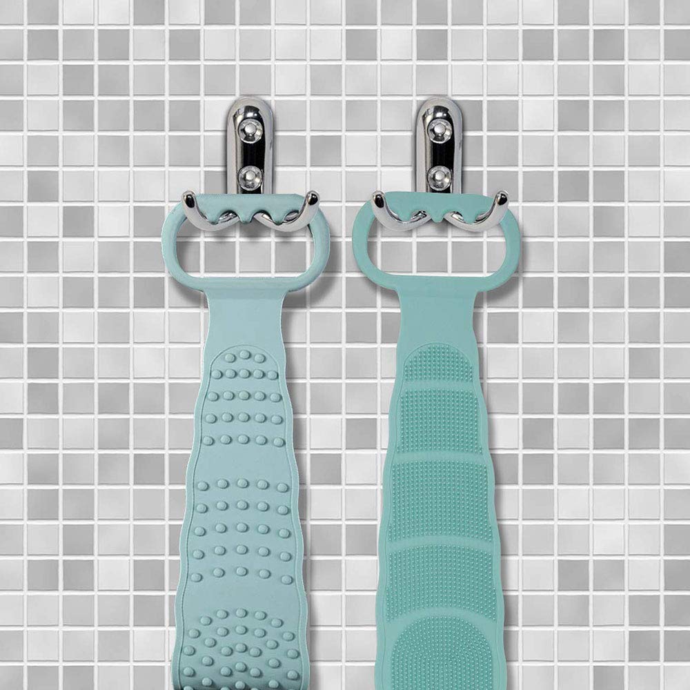 Silicone Back scrubber, Multifunctional Dual Sided Back Scrubber SiliconeDead Skin Removal, Exfoliating Bath Brush Soft, Silicone Massage Bathroom, Long Strap Back Scrubber Body Cleaning Shower(Green) : Beauty