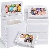 JMIATRY 60 Pack Cookie Boxes 7 X 4.3 X 1.5 inch White Bakery Boxes with Window Macaron Boxes White Cake Boxes with Window for