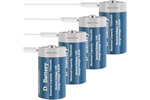 TOPUSSE Rechargeable D Batteries 4 Pack, Long-Lasting 1.5V 7500mWh Lithium D Size Battery with USB Charging Cable