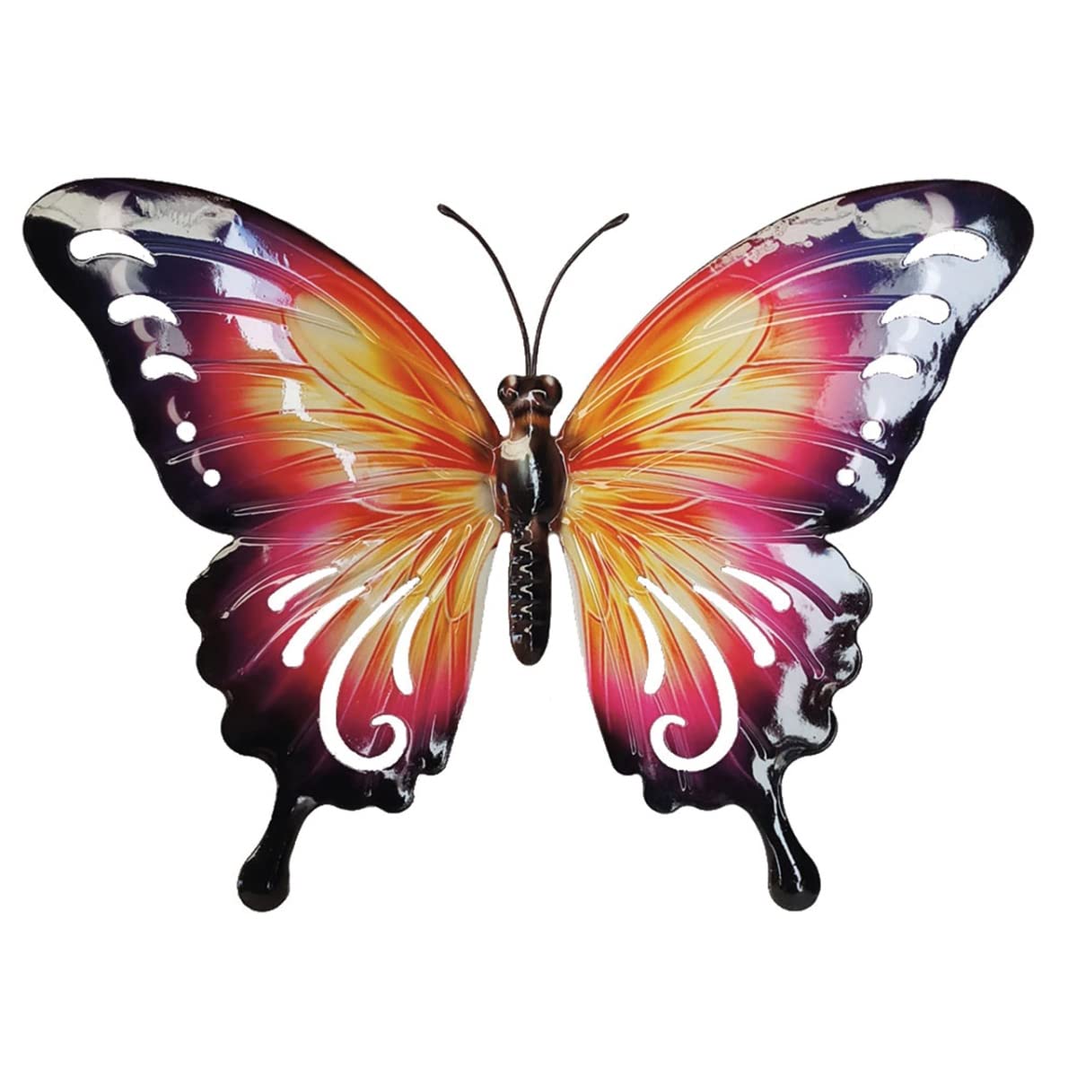 CIM Metal Wall Decoration - Butterfly Purple Shot - 37cm x 25cm - 3D murals - wall decoration incl. practical wall attachment - hand-painted wall sculpture