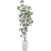 HAIHONG Artificial Brave Ficus Tree 7FT-Faux Tree with White Tall Planter-Fake Potted Tree with Silk Leaves-Tall Artificial Plants for Home Office Living Room Hallway Decor Indoor