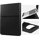 HoYiXi 15 16 Inch Laptop Sleeve Case Leather Bag for MacBook Pro 16 2021 & 2019/ASUS Vivobook 15/Huawei MateBook D15/HP 15.6" PC/MacBook Pro 15/Surface Laptop 3/Dell Inspiron 15/IdeaPad, Black