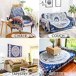 MayNest Boho Woven Throw Blanket Reversible Cotton