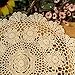 kilofly Crochet Cotton Lace Table Placemats Doilies Value Pack, 4pc, Rosary, Beige, 15 inch